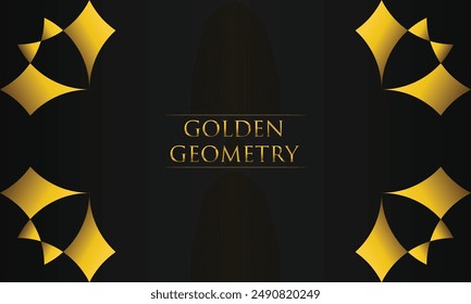 luxury black background with abstract golden geometric shape