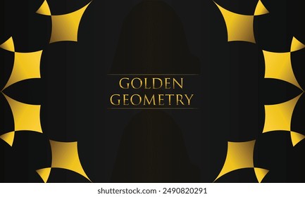 luxury black background with abstract golden geometric shape