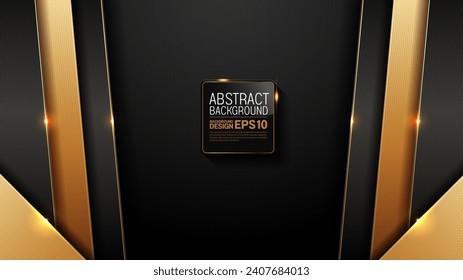 luxury black background adorned with golden lines and glitters. Perfect for banners, websites, and marketing materials.
