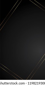 luxury black background banner vector illustration with gold strip art deco empty space