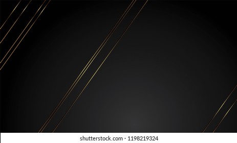 luxury black background banner vector illustration with gold strip art deco line diagonal