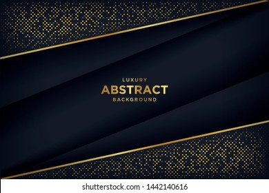Luxury black background with a combination glowing golden dots with 3d style.