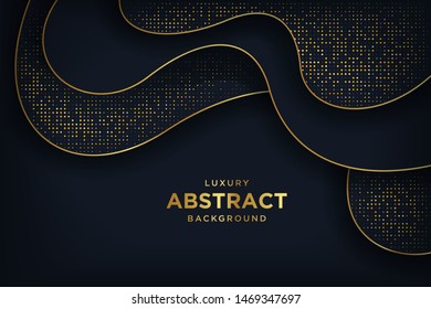 Luxury black background with a combination glowing golden dots.