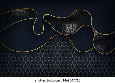 Luxury black background with a combination glowing golden dots.