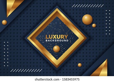Luxury black background with a combination glowing golden dots with 3D style. Graphic design template for invitation, cover, background.