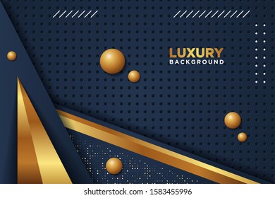 Luxury black background with a combination glowing golden dots with 3D style. Graphic design template for invitation, cover, background.