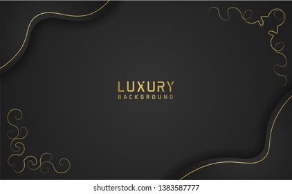 luxury black background with curvy line. clean and elegant design concept suitable for invitation card, business card, cover and others.