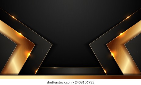 luxury black background featuring golden glitters. Perfect for marketing materials, banners, and websites. Modern, stylish, and ideal for a sophisticated visual impact.