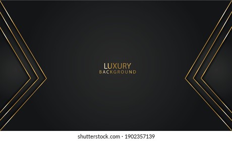 Luxury black background and gold color striped gradient lines, abstract modern technology concept