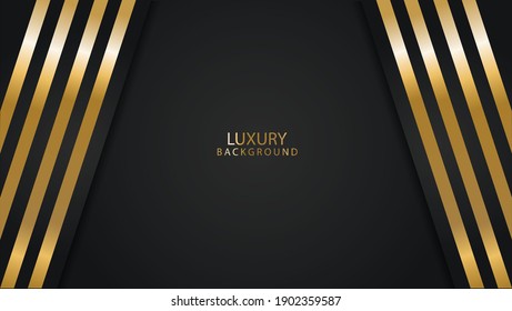 Luxury black background and gold color striped gradient lines, abstract modern technology concept