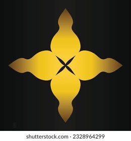 Luxury black background with gold floral ornament.