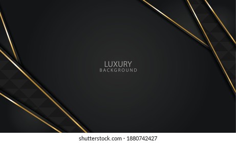 Luxury black background and gold light with abstract color modern technology 