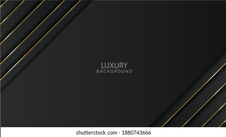 Luxury black background and gold light with abstract color modern technology 