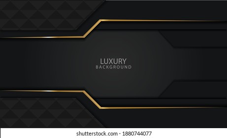 Luxury black background and gold light with abstract color modern technology 