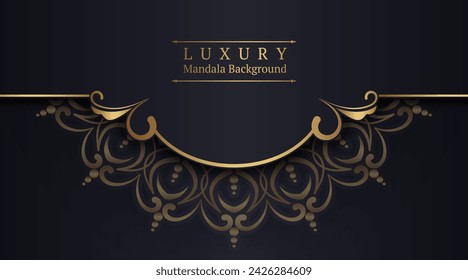 luxury black background, with gold mandala