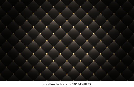 Luxury black background with golden beads. Vector illustration. Upholstery background.