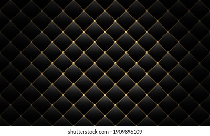 Luxury black background with golden chains and beads. Vector illustration. Upholstery background.