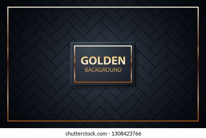 Luxury black background. Golden list on black square with texture dark background.