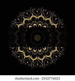 luxury Black background with golden mandala ornament