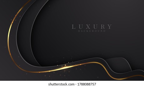 
Luxury black background image with sparkling gold lines. Design of vector illustration about backdrop.