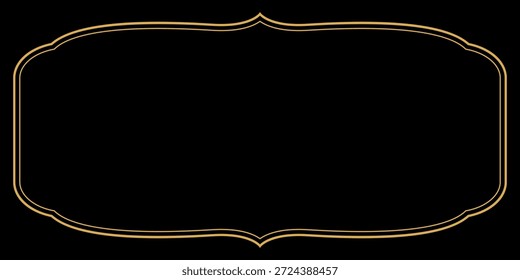 Fondo negro de lujo con borde de marco decorativo de oro redondeado. Ideal para invitaciones, certificados, marca premium y diseños de presentación elegantes.