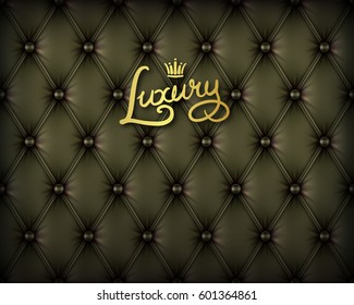 Luxury black Buttoned leather seamless pattern. Vector background