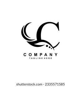 diseño de logotipo negro de lujo con bonitas plumas de cisne. logotipo de monograma. adecuado para logotipos de empresas, negocios, boutiques, salones, belleza, marcas, etc.