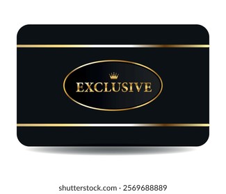 Luxury black card with gold VIP label or premium quality sticker, VIP certificates and tags with shiny gold wreath and royal crown on black badges. Vector luxury illustration