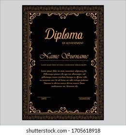 Vector de diseño de certificado negro de lujo 