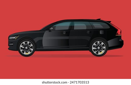 Luxury black colour car vector illustration for use.