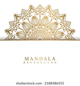 Luxury black floral mandala ornamental background banner with gold round circle pattern
