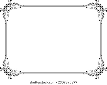 Luxury Black Floral Rectangle Corner Certificate Page Border Pattern Line Foto Thai Frame Islamische Hochzeitseinladung Hintergrund Vektorfreier Vektorgrafik und PNG vol 4