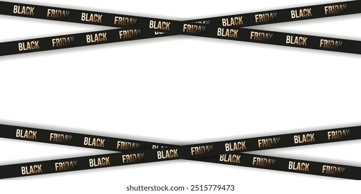 Luxury Black Friday don't cross line isolated transparent background. Black Friday barrier tape template design. Vector illustration. EPS 10