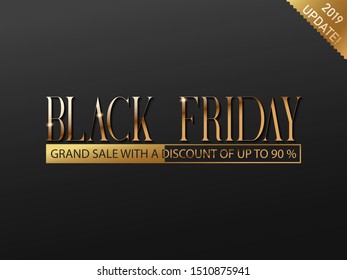 Luxury Black friday sale banner on dark background. Vector illustration.
