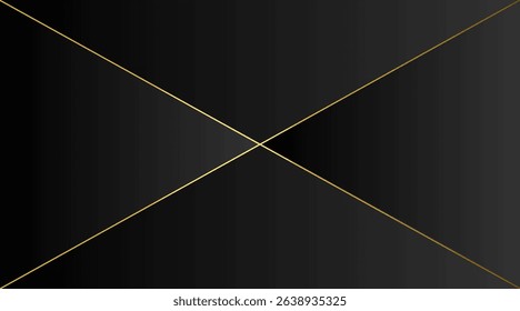 Luxury Black Geometric Background with Thin Gold Lines