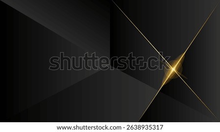 Luxury Black Geometric Background with Thin Gold Lines