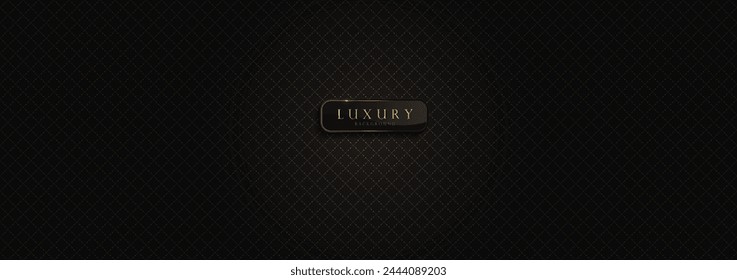 Luxury Black Geometric Pattern Background with Black Border Line, Design Elegant HD Wallpaper Graphics, Web Templates Cover Design, Horizontal Size.