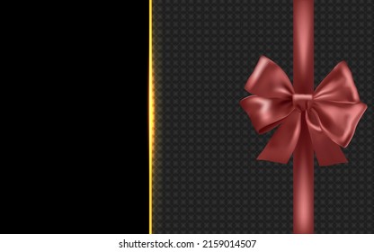  luxury black gift background with red ribbon and golden line.