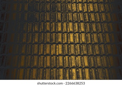 Luxury black glden metal gradient background with distressed brick wall texture. Vector illustration