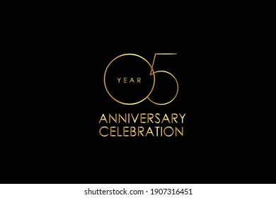 Luxury Black Gold 05 years anniversary, minimalist logo years, jubilee, Ribbon greeting card. Birthday invitation. Gold space vector illustration on black background - Vector