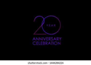 Luxury Black Gold 20 years anniversary, Elegant minimalist logo years, jubilee, Ribbon greeting card. Birthday invitation. Gold space vector illustration on black background - Vector