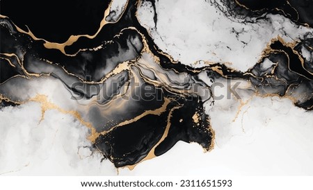 Luxury Black and Gold Abstract Fluid Art Painting