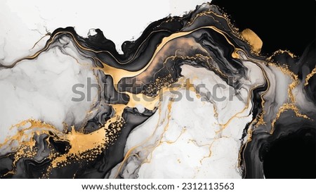Luxury Black and Gold Abstract Fluid Art Painting
