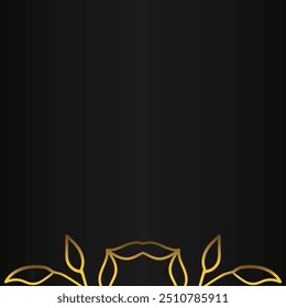 Luxury black and gold background with golden leaves and space for your text.