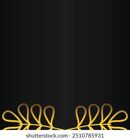 Luxury black and gold background with golden leaves and space for your text.