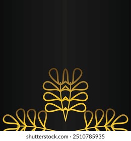 Luxury black and gold background with golden leaves and space for your text.