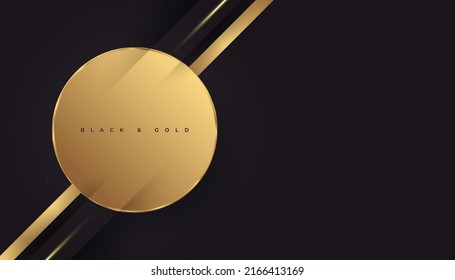 El color negro y el oro de lujo en el estilo de corte de papel con efecto brillante y ligero. Fondo Premium en negro y oro para premios, nominaciones, ceremonias, invitaciones formales o diseño de certificados