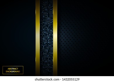 Luxury black and gold background with silver dots element.
