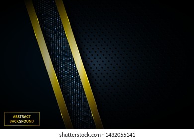 Luxury black and gold background with silver dots element.