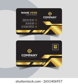 Luxury Black and Gold Business Card Design Template with Modern Corporate Style